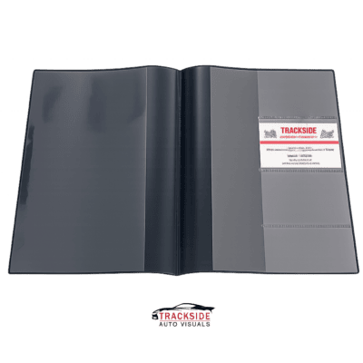 Vinyl log book wallet and car warranty holder for automotive service records.